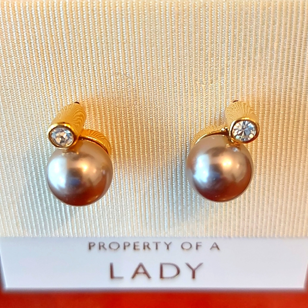Property of a Lady faux pearl earrings